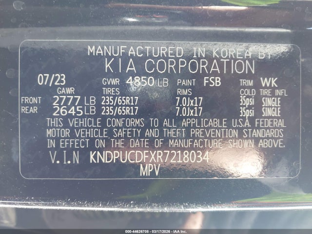 Aukcja sprzedaży 2024 Kia Sportage Lx, vin: KNDPUCDFXR7218034, numer aukcji: 44626708