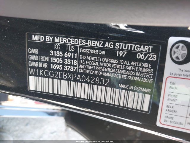 44626709 :رقم المزاد ، W1KCG2EBXPA042832 vin ، 2023 Mercedes-benz Eqs 450 4matic مزاد بيع