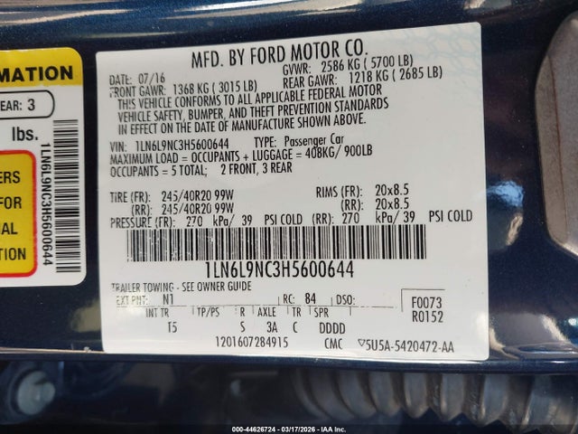 1LN6L9NC3H5600644 Lincoln Continental Reserve