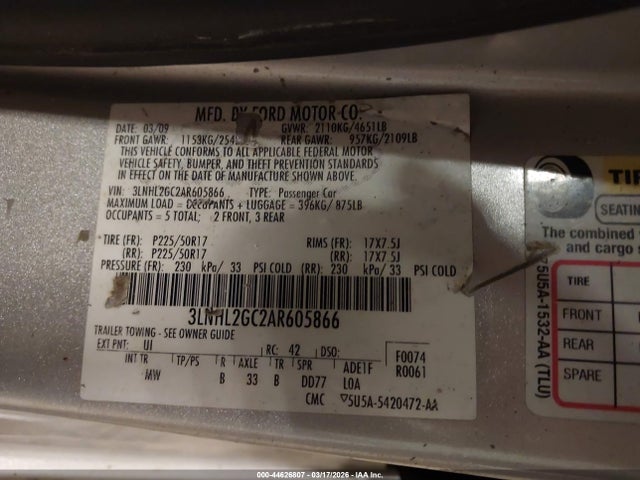 2010 LINCOLN MKZ 3LNHL2GC2AR605866 Photo 8