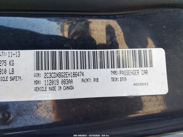 44626831 :رقم المزاد ، 2C3CDXBG2EH186474 vin ، 2014 Dodge Charger Se مزاد بيع