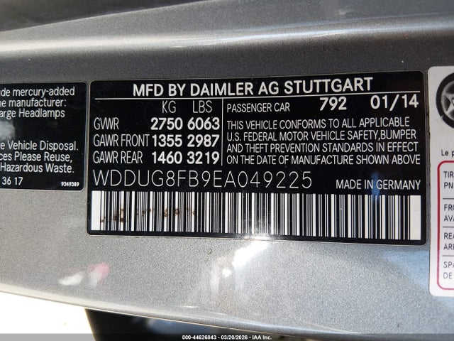 Aukcja sprzedaży 2014 Mercedes-benz S 550 4matic, vin: WDDUG8FB9EA049225, numer aukcji: 44626843