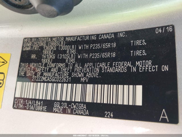 Продаж на аукціоні авто 2016 Lexus Rx 350, vin: 2T2ZZMCA5GC022631, номер лоту: 44626847