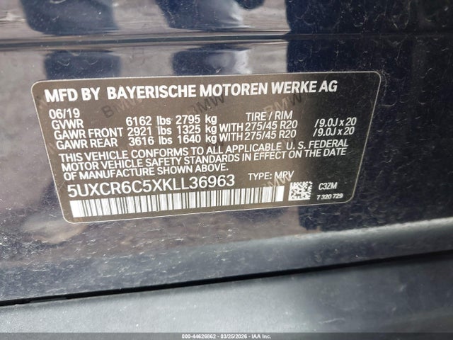 Aukcja sprzedaży 2019 Bmw X5 Xdrive40i, vin: 5UXCR6C5XKLL36963, numer aukcji: 44626862
