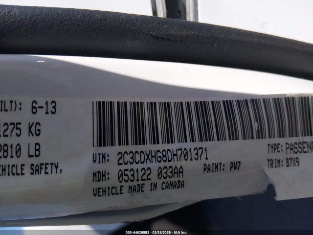 44626883 :رقم المزاد ، 2C3CDXHG8DH701371 vin ، 2013 Dodge Charger Sxt مزاد بيع