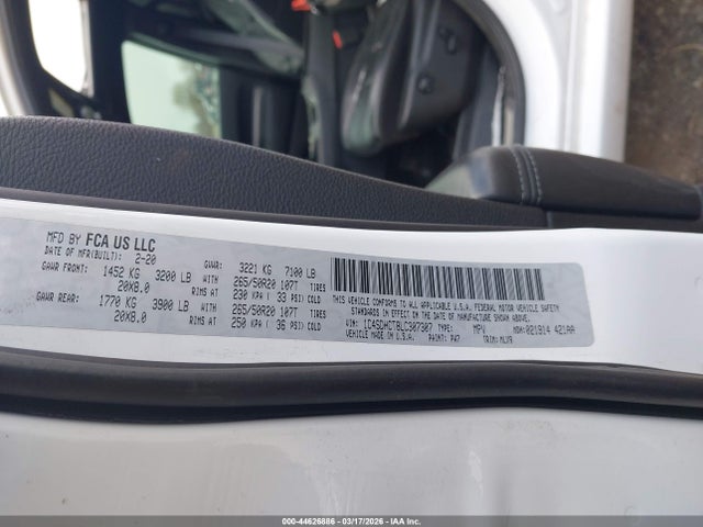 Продажа на аукционе авто 2020 Dodge Durango R/t Rwd, vin: 1C4SDHCT8LC307307, номер лота: 44626886