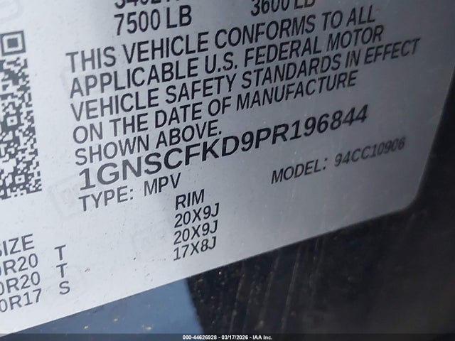 44626928 :رقم المزاد ، 1GNSCFKD9PR196844 vin ، 2023 Chevrolet Suburban 2wd Premier مزاد بيع