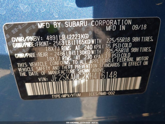 2019 SUBARU FORESTER JF2SKAUC2KH416148 Photo 8