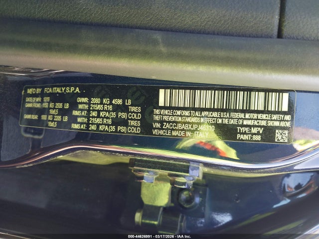 Aukcja sprzedaży 2018 Jeep Renegade Sport 4x4, vin: ZACCJBABXJPJ46310, numer aukcji: 44626991