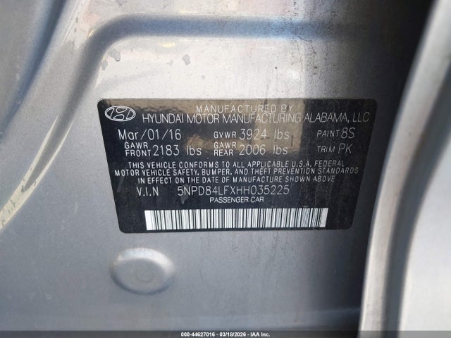 Aukcja sprzedaży 2017 Hyundai Elantra Se, vin: 5NPD84LFXHH035225, numer aukcji: 44627016