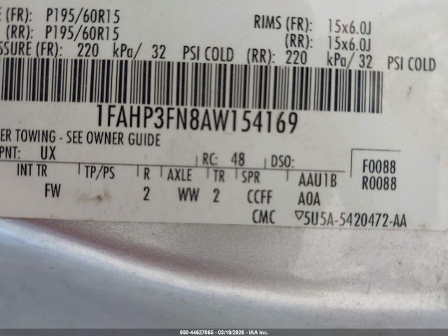 Продажа на аукционе авто 2010 Ford Focus Se, vin: 1FAHP3FN8AW154169, номер лота: 44627065