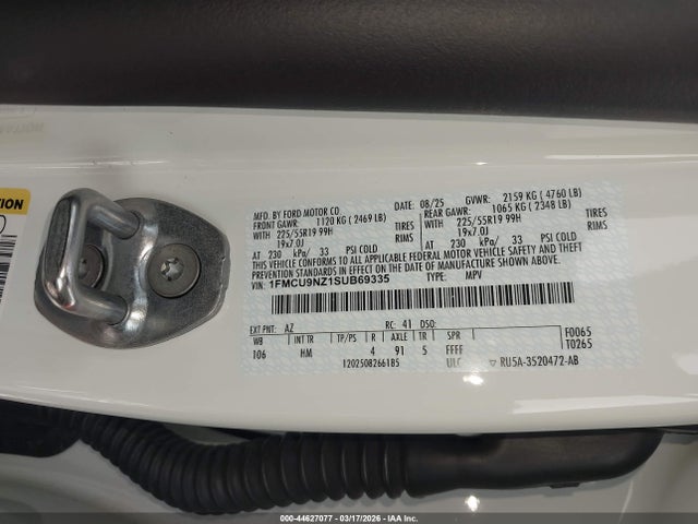 Продаж на аукціоні авто 2025 Ford Escape St-line Select, vin: 1FMCU9NZ1SUB69335, номер лоту: 44627077