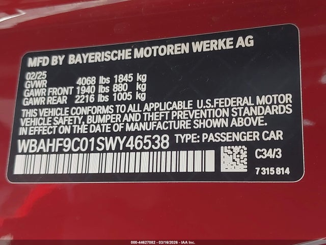 Aukcja sprzedaży 2025 Bmw Z4 M40i, vin: WBAHF9C01SWY46538, numer aukcji: 44627082
