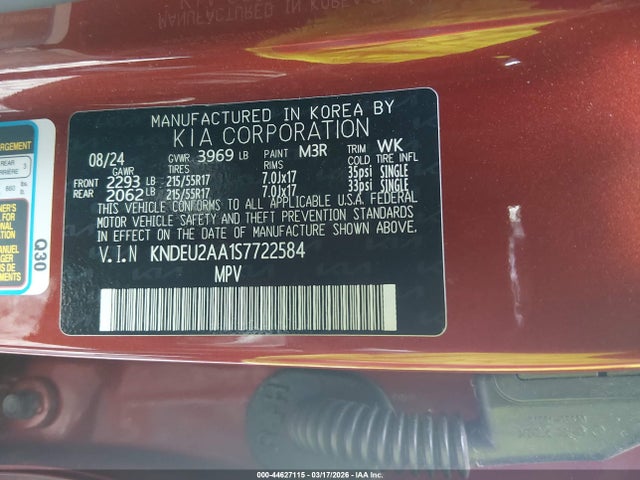 Продажа на аукционе авто 2025 Kia Seltos S, vin: KNDEU2AA1S7722584, номер лота: 44627115