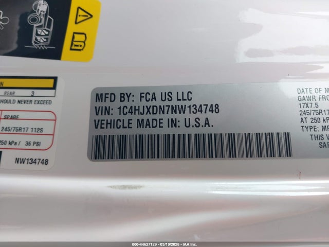 2022 JEEP WRANGLER UNLIMITED 1C4HJXDN7NW134748 Photo 8