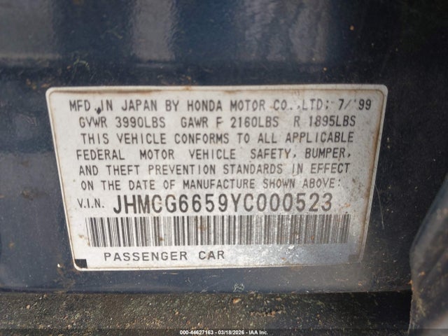 2000 HONDA ACCORD JHMCG6659YC000523 Photo 8