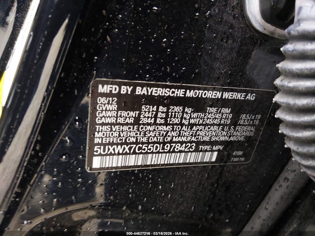 2013 Bmw X3 Xdrive35i მანქანა იყიდება აუქციონზე, vin: 5UXWX7C55DL978423, აუქციონის ნომერი: 44627216