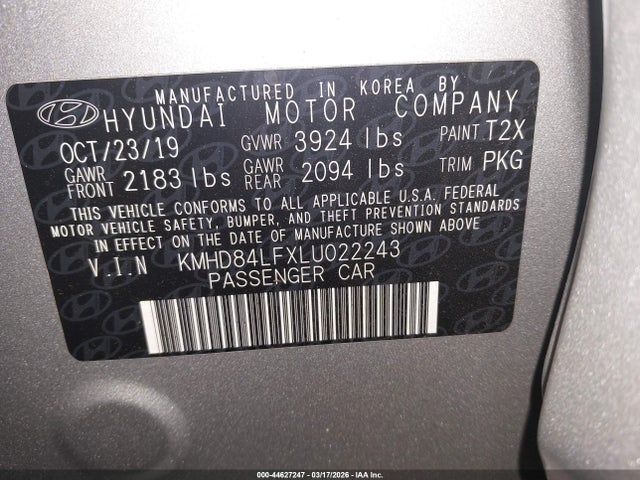 Hyundai ELANTRA SEL 2020 KMHD84LFXLU022243 Image 9