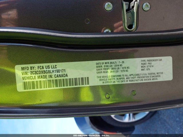 2C3CDXBG8LH190171 Dodge Charger Sxt Rwd