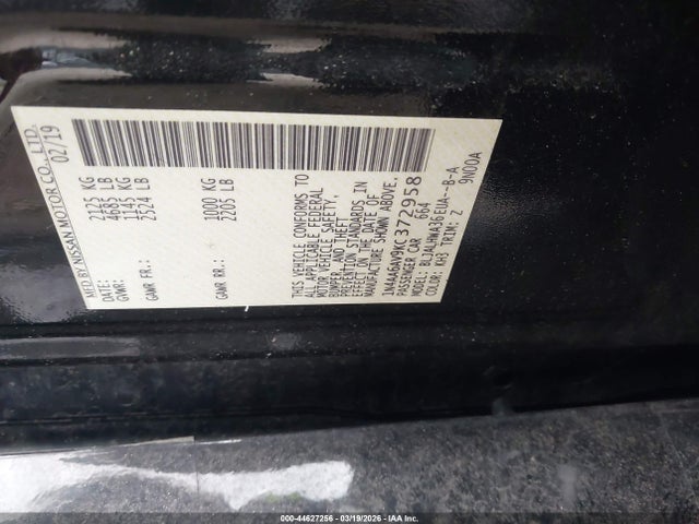 1N4AA6AV9KC372958 Nissan Maxima 3.5 Platinum