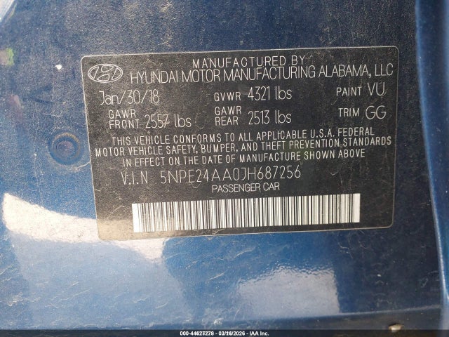 5NPE24AA0JH687256 Hyundai SONATA ECO
