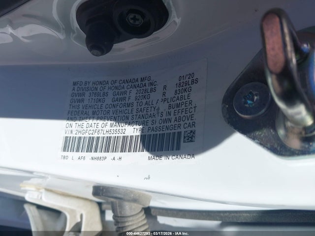 Aukcja sprzedaży 2020 Honda Civic Lx, vin: 2HGFC2F67LH535532, numer aukcji: 44627293