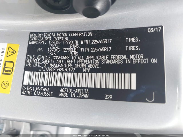 Aukcja sprzedaży 2017 Lexus Nx Nx Turbo, vin: JTJYARBZ5H2070199, numer aukcji: 44627314