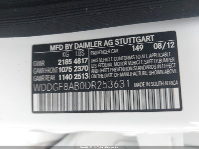 Aukcja sprzedaży 2013 Mercedes-benz C 300 Sport 4matic, vin: WDDGF8AB0DR253631, numer aukcji: 44627317