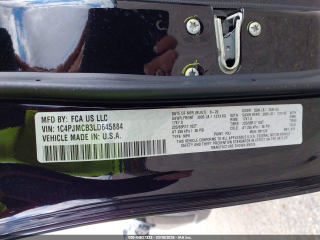 Jeep Cherokee Latitude 4x4 2020 1C4PJMCB3LD645884 Image 9