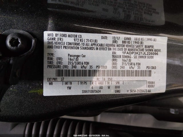 2018 FORD FOCUS 1FADP3K21JL226096 Photo 8