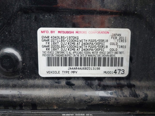 2011 MITSUBISHI OUTLANDER SPORT JA4AR4AU6BZ013198 Photo 8