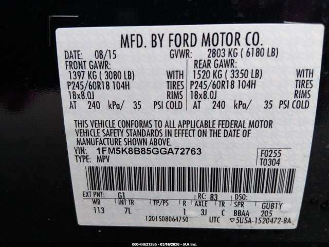 Ford Explorer 2016 1FM5K8B85GGA72763 Image 9
