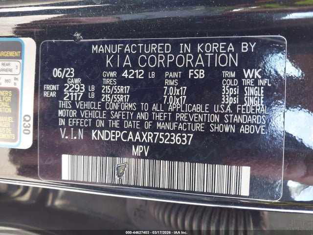 Продаж на аукціоні авто 2024 Kia Seltos Lx, vin: KNDEPCAAXR7523637, номер лоту: 44627403