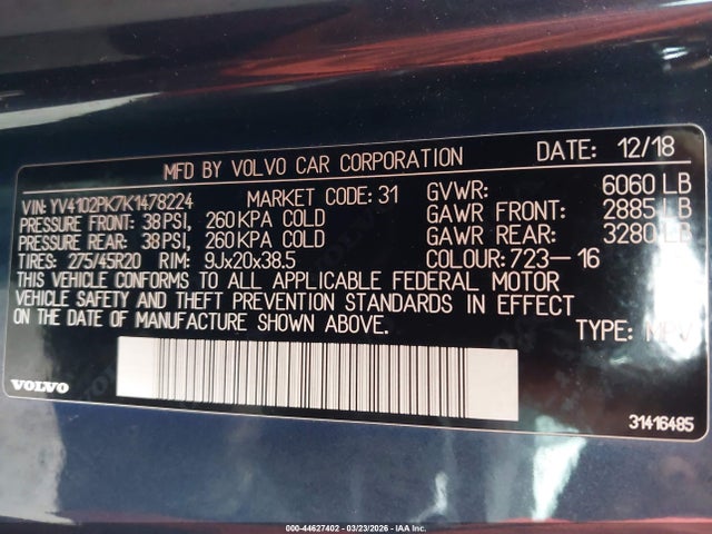 YV4102PK7K1478224 Volvo Xc90 T5 Momentum