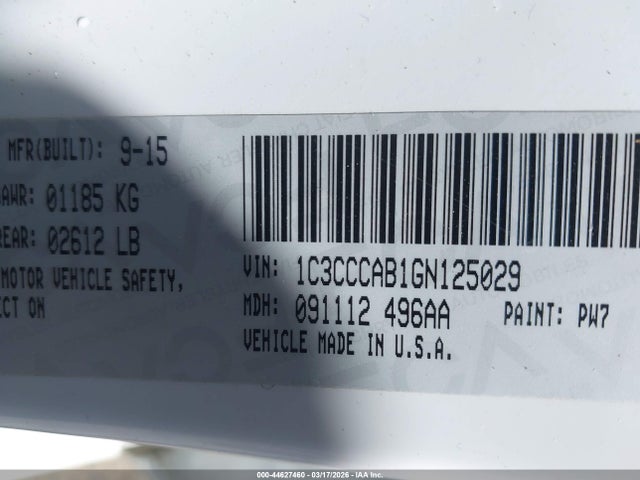 Продаж на аукціоні авто 2016 Chrysler 200 Limited, vin: 1C3CCCAB1GN125029, номер лоту: 44627460