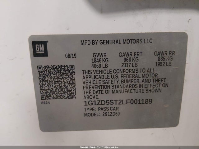 Aukcja sprzedaży 2020 Chevrolet Malibu Fwd Lt, vin: 1G1ZD5ST2LF001189, numer aukcji: 44627464