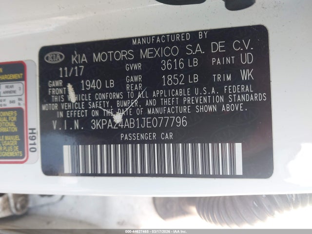 2018 KIA RIO 3KPA24AB1JE077796 Photo 8