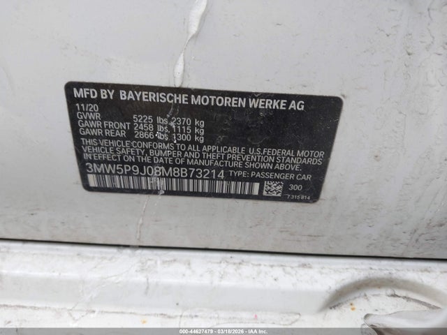 44627479 :رقم المزاد ، 3MW5P9J08M8B73214 vin ، 2021 Bmw 330e Xdrive مزاد بيع