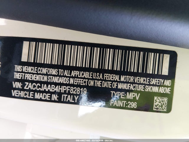 Aukcja sprzedaży 2017 Jeep Renegade Sport Fwd, vin: ZACCJAAB4HPF82819, numer aukcji: 44627480