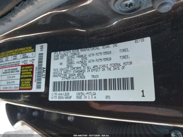 5TFHW5F16JX719826 Toyota Tundra Limited 5.7l V8