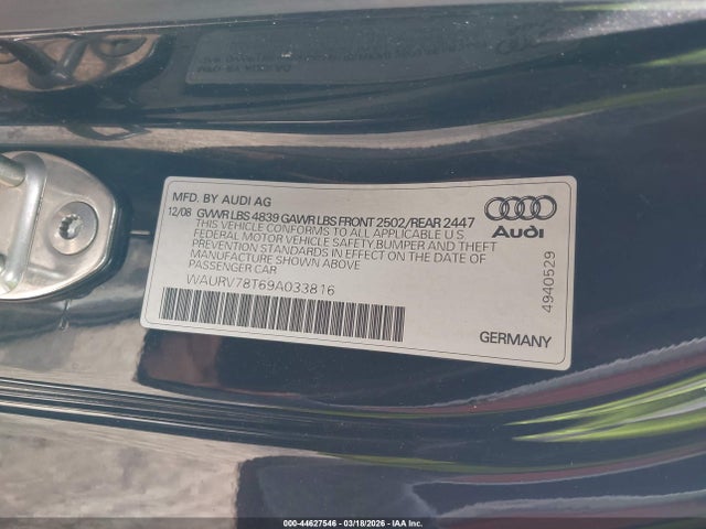 Aukcja sprzedaży 2009 Audi S5 4.2l, vin: WAURV78T69A033816, numer aukcji: 44627546