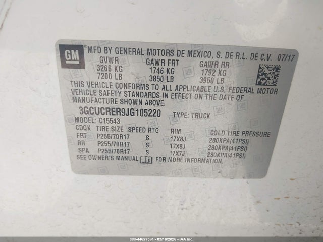 Chevrolet Silverado 1500 1lt 2018 3GCUCRER9JG105220 Image 9