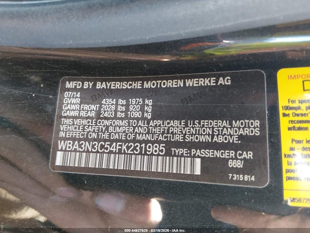 2015 Bmw 428i მანქანა იყიდება აუქციონზე, vin: WBA3N3C54FK231985, აუქციონის ნომერი: 44627628