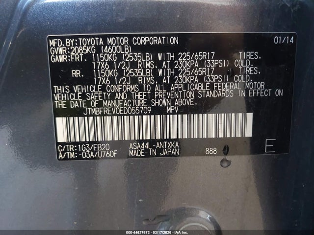 JTMBFREV0ED055709 Toyota RAV4 LE