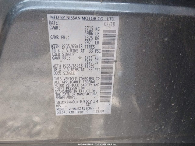 2018 NISSAN PATHFINDER 5N1DR2MM0JC638714 Photo 8