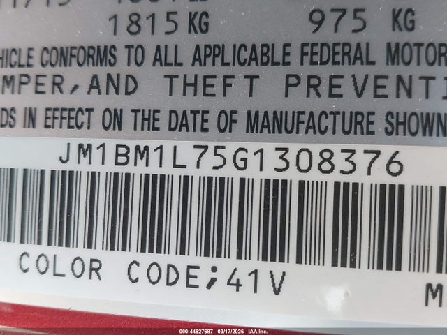 2016 Mazda Mazda3 I Touring მანქანა იყიდება აუქციონზე, vin: JM1BM1L75G1308376, აუქციონის ნომერი: 44627687