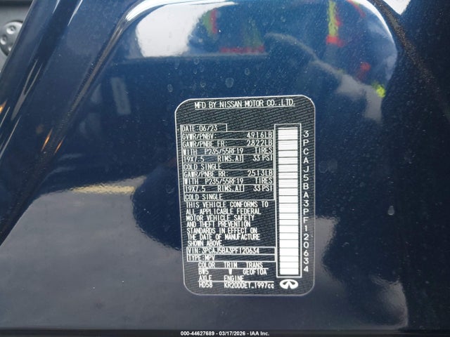 Продаж на аукціоні авто 2023 Infiniti Qx50 Luxe, vin: 3PCAJ5BA3PF120634, номер лоту: 44627689