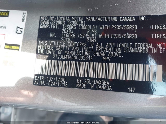 Продаж на аукціоні авто 2022 Lexus Rx 450h, vin: 2T2JGMDA6NC093612, номер лоту: 44627691