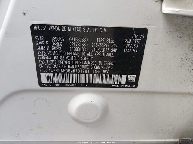 Продаж на аукціоні авто 2021 Honda Hr-v Awd Ex, vin: 3CZRU6H56MM704781, номер лоту: 44627741