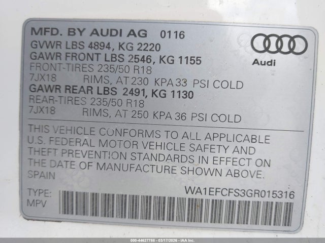 2016 AUDI Q3 WA1EFCFS3GR015316 Photo 8